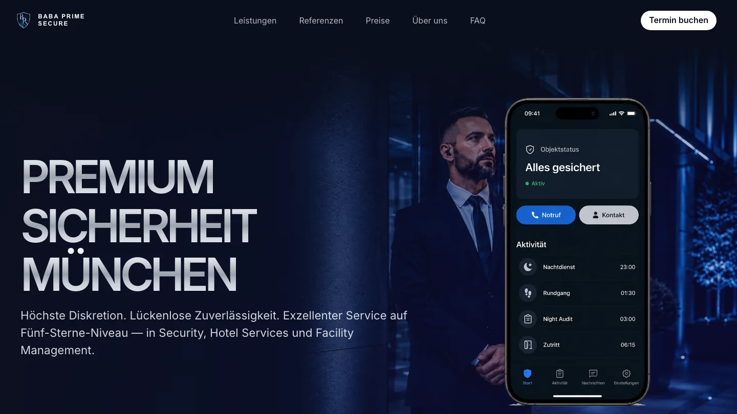 Website von Baba Prime Secure – Projekt von Maison Code
